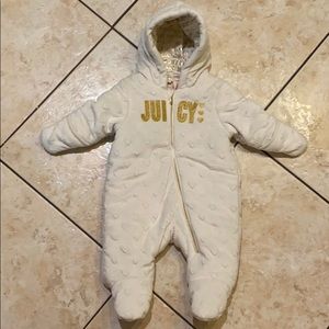 0-3 month juicy baby hooded pram snowsuit